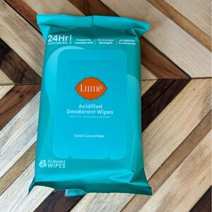 Lume Full Size Package 45 count Acidified Deodorant Wipes Cool Cucumber
